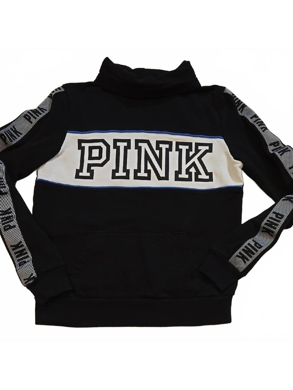 Victoria's Secret PINK Black and White Turtleneck Sweatshirt Size XS